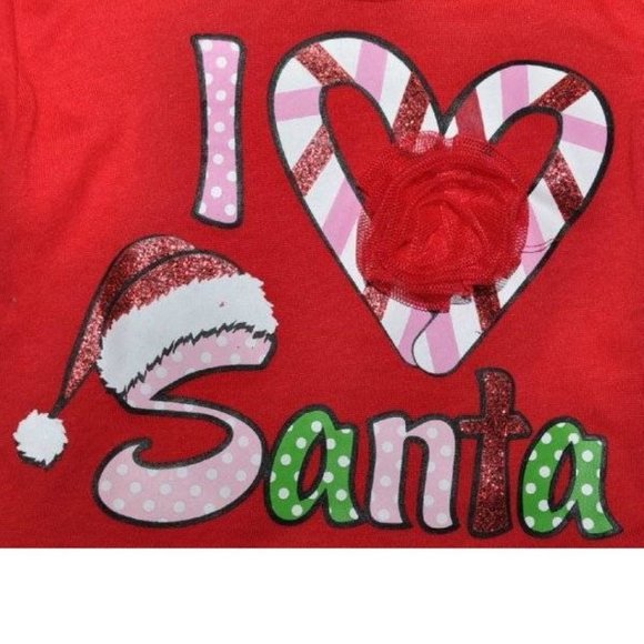 Girls Christmas Shirt & Leggings 24 months "I LOVE SANTA" Tunic Pants - Picture 3 of 7